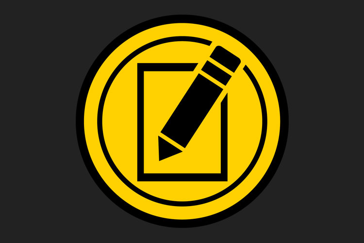 Yellow and black icon showing a notebook and a pencil, representing effective note-taking strategies.