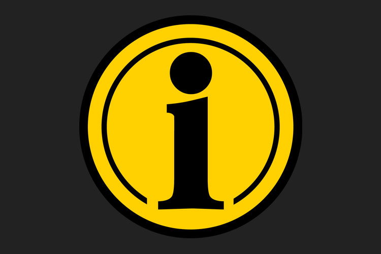 Yellow and black circular icon with a lower case "i" in the center, used as an information image.